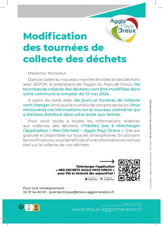 Modification des tournées de collecte des déchets 