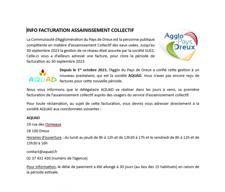Facturation de l'assainissement collectif sur votre commune