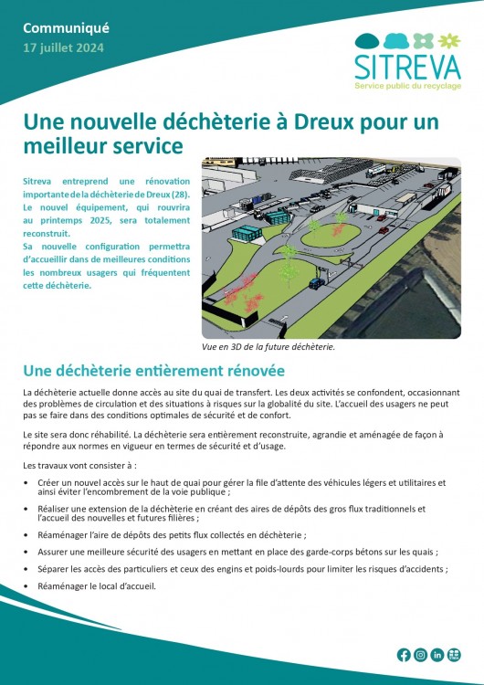 INFORMATION IMPORTANTE : TRAVAUX À LA DÉCHÈTERIE DE DREUX