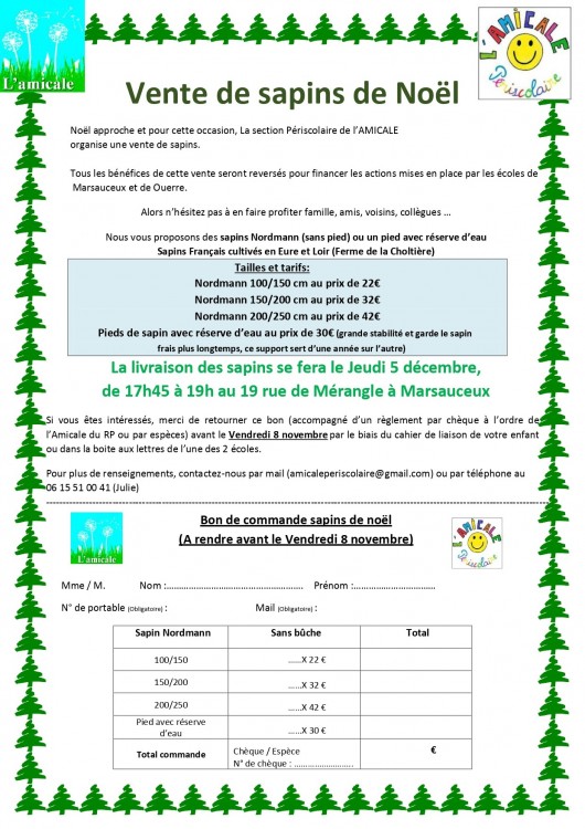 Commande sapin de Noel 2024