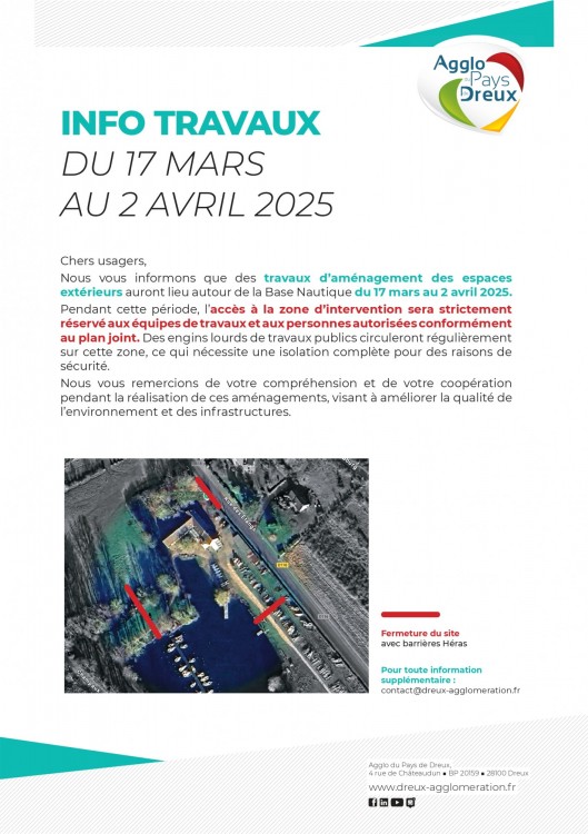 Fermeture partielle du plan d'eau du 17/03/25 au 02/04/25
