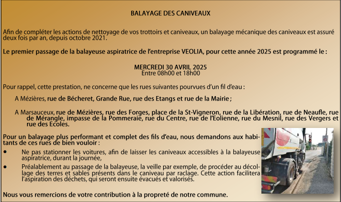 BALAYAGE DES CANIVEAUX